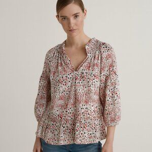 Jigsaw Women’s Blouse Size 8 US / 12 UK Red Print Cotton Peplum Oversized Fit